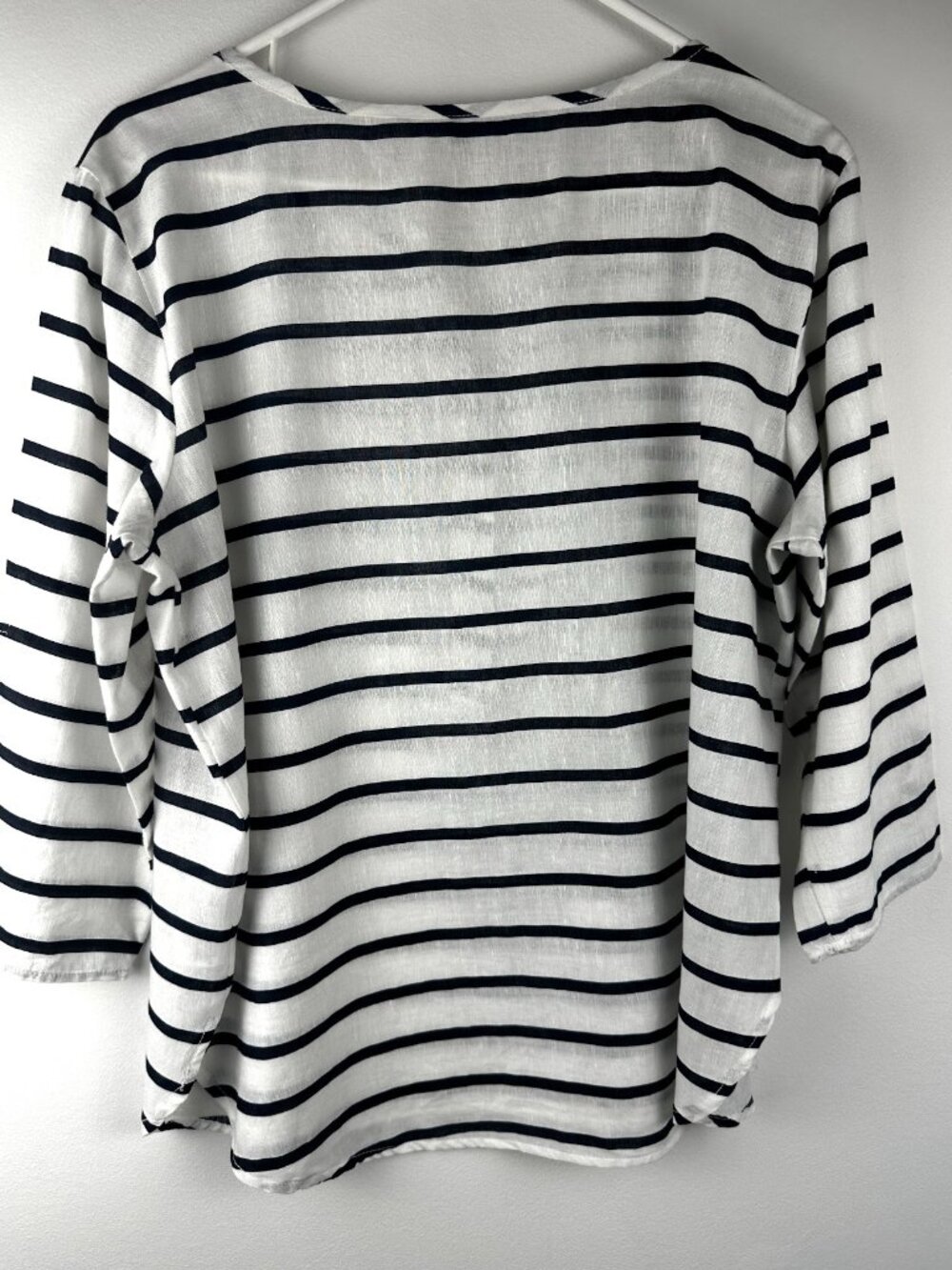 Hester & Orchard Women’s Linen Blend Striped Blouse Top Black White Size M - Picture 8 of 8